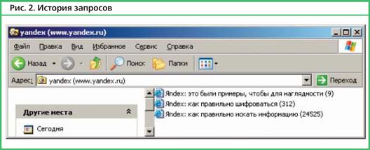 Рис. 2. История запросов